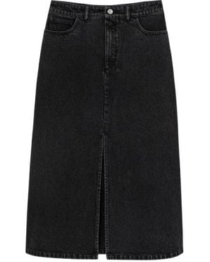 A.P.C. Split-Front Denim Midi Skirt - Black