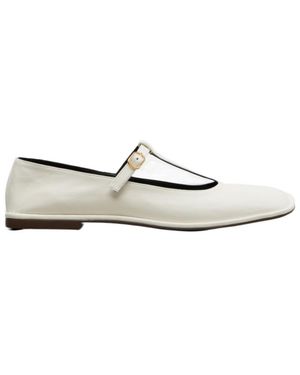 The Row Leather Ballet Flats - White