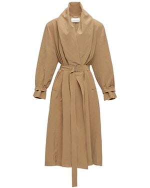 Magda Butrym Belted Shawl-Collar Trench Coat - Natural