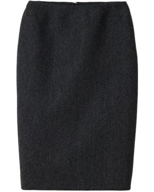 Miu Miu Rear Slit Midi Skirt - Black
