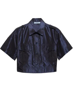 Prada Cropped Taffeta Shirt - Blue