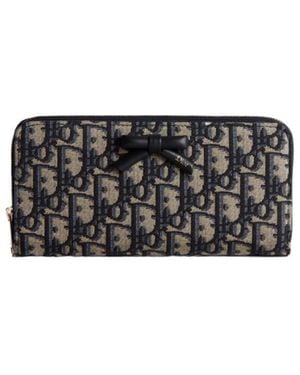 Dior Oblique Bow Voyageur Slim Wallet - Black