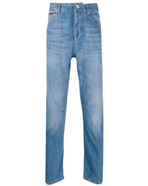 Brunello Cucinelli Logo Patch Tapered Jeans - Blue