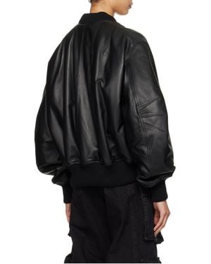 The Attico The Leather Bomber Jacket - Black