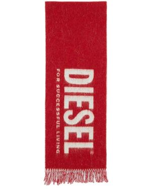 DIESEL Two-Color Jacquard Scarf - Red