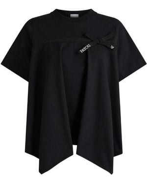 Patou Draped Bow-Detail T-Shirt - Black