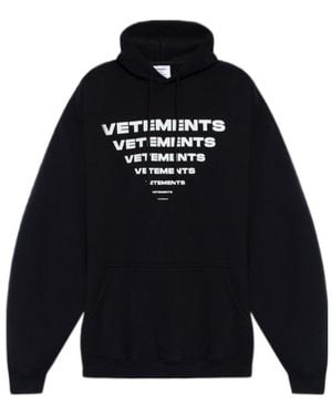 Vetements Pyramid Logo Printed Hoodie - Blue