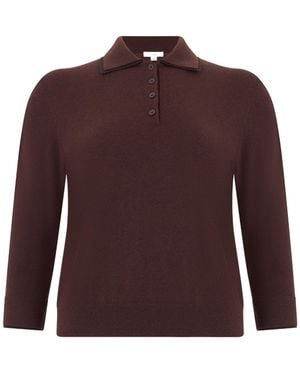 Vince Collared Knitted Polo Shirt - Purple