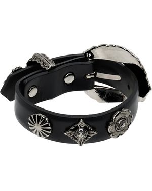 Toga Motif Leather Bracelet - Black