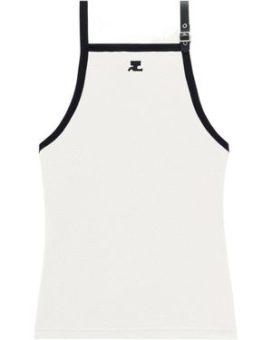 Courreges Courrges Buckle Contrast Tank Top - White