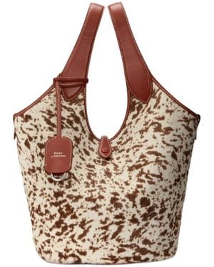 Polo Ralph Lauren Logo-Detail Leather Tote Bag - Metallic