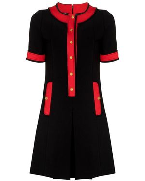 Gucci Contrast Trim Mini Shift Dress - Black