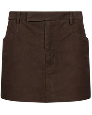 Rick Owens Belt Loop Midi Skirt - Brown