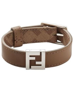 Fendi Ff Logo Plaque Bracelet - White