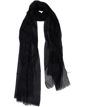 Lela Rose Sheer Frayed Scarf - Black