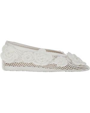 Ganni Jenny Mesh Floral Ballet Flats - Gray