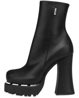 Moschino 160Mm Platform Leather Boots - Black