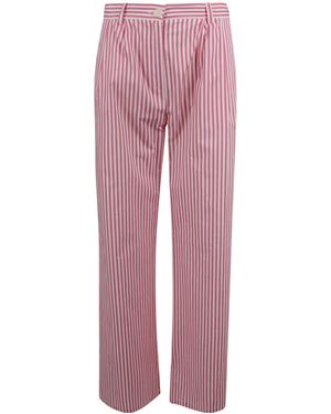 ERMANNO FIRENZE Striped Wide-Leg Trousers - Pink