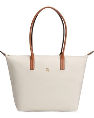 Tommy Hilfiger Solid Color Tote Bags - White