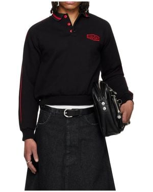 Lu'u Dan Pit Stop Long-Sleeve Polo Shirt - Black
