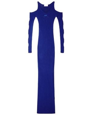 Off-White c/o Virgil Abloh Cut-Out Long-Sleeved Dress - Blue