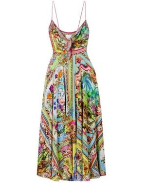 CAMILLA Crystal-Embellished Silk Dress - Multicolour
