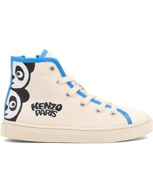 KENZO Panda-Print High-Top Sneakers - Blue