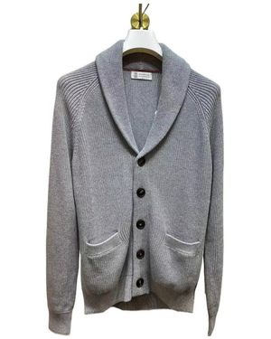 Brunello Cucinelli Long-Sleeved Lapel Jumper - Grey