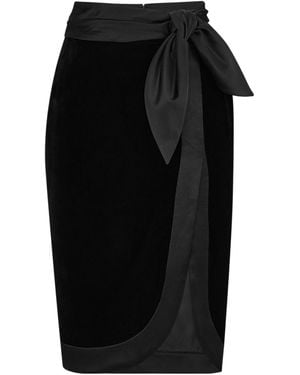 Saint Laurent Wrap Velvet Bow-Detail Skirt - Black