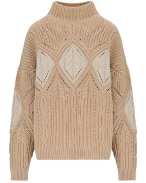 Twinset Lozenge Intarsia Sweater - Natural