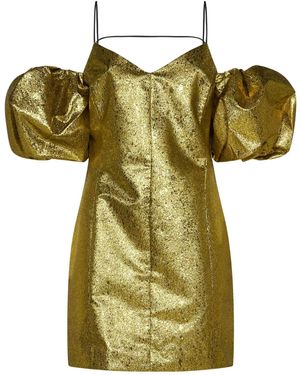Stine Goya Thin Shoulder Straps And Bubble Sleeves Dress - Green
