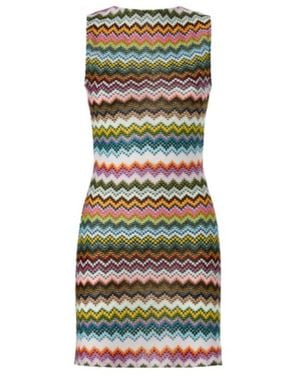 Missoni Mare Open-Back Striped Metallic Crochet Mini Dress - Green