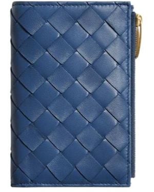 Bottega Veneta Intrecciato Medium Bi-Fold Wallet - Blue