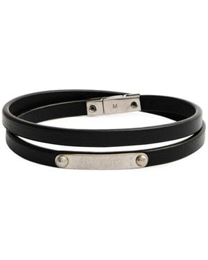 Saint Laurent Double-Layer Concentric Leather Bracelet - White