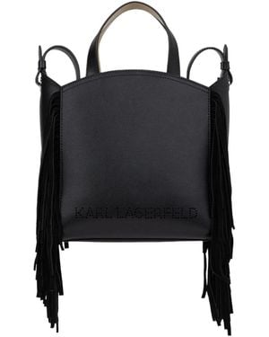 KARL LAGERFELD Smal K/Circle Fringed Tote Bag - Black
