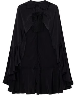 Johanna Ortiz Fringed Silk-Crepe Cape - Black
