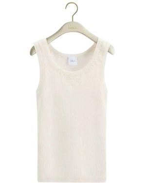 Dior Médaillon Embroidered Fitted Tank Top - White