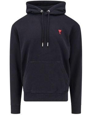Ami Paris Ami Ami De Coeur Drawstring Hoodie - Blue