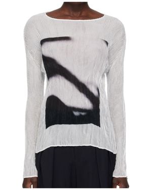 Issey Miyake May Shadow Study Chiffon Twist T-Shirt - Gray