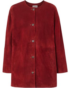 Loulou de Saison Waren Single-Breasted Suede Coat - Red