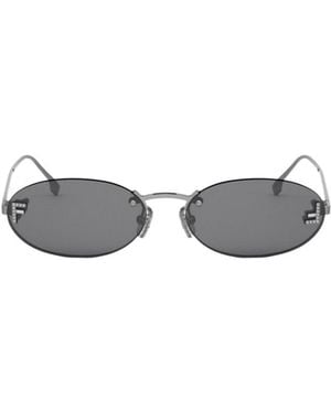 Fendi Framelless Elliptical Sunglasses - White