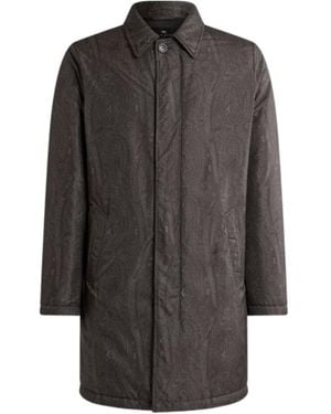 Etro Padded Raincoat With Arnica Motif - Gray