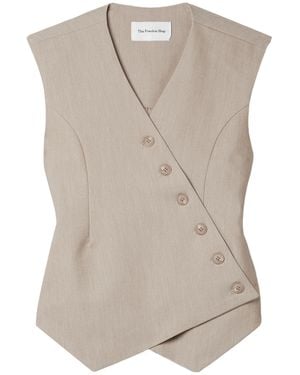 Frankie Shop Maesa Asymmetric Woven Vest - Grey