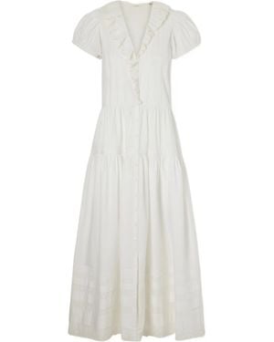 Doen Eliette Ruffle-Trim Midi Dress - White