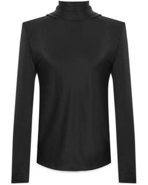 Saint Laurent Cowl-Back Long-Sleeved Blouse - Black