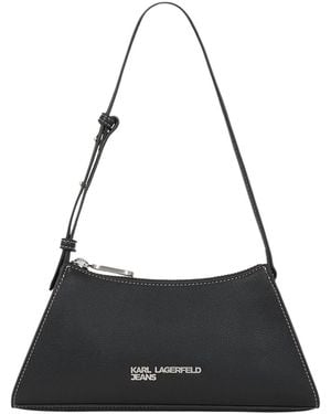 KARL LAGERFELD Zip-Detail Curved Shoulder Bag - Black