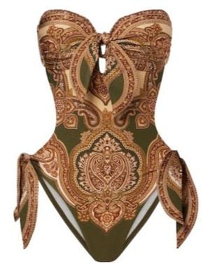 Zimmermann Mahon Cutout Printed Swimsuit - Brown