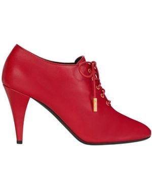Celine Soft Oxford Lace-Up Heeled Ballerina - Red
