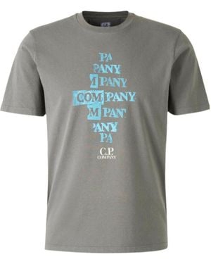 C.P. Company C.P.カンパニーロゴプリントクルーネックTシャツ - Grey