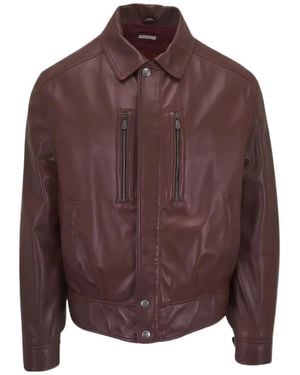 Brunello Cucinelli Zip Leather Jacket - Brown
